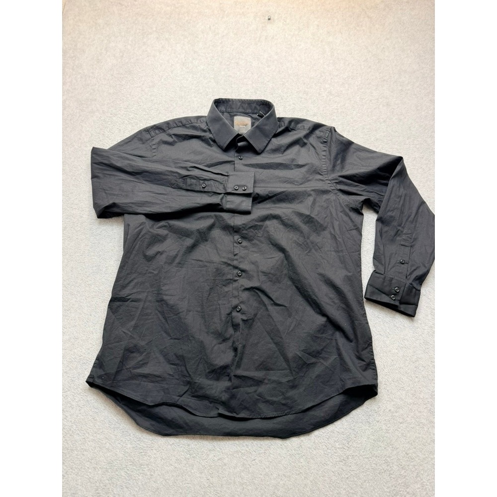 Ben Sherman Tailoring Mens XL Black Stretch Button Down Shirt 17-17.5